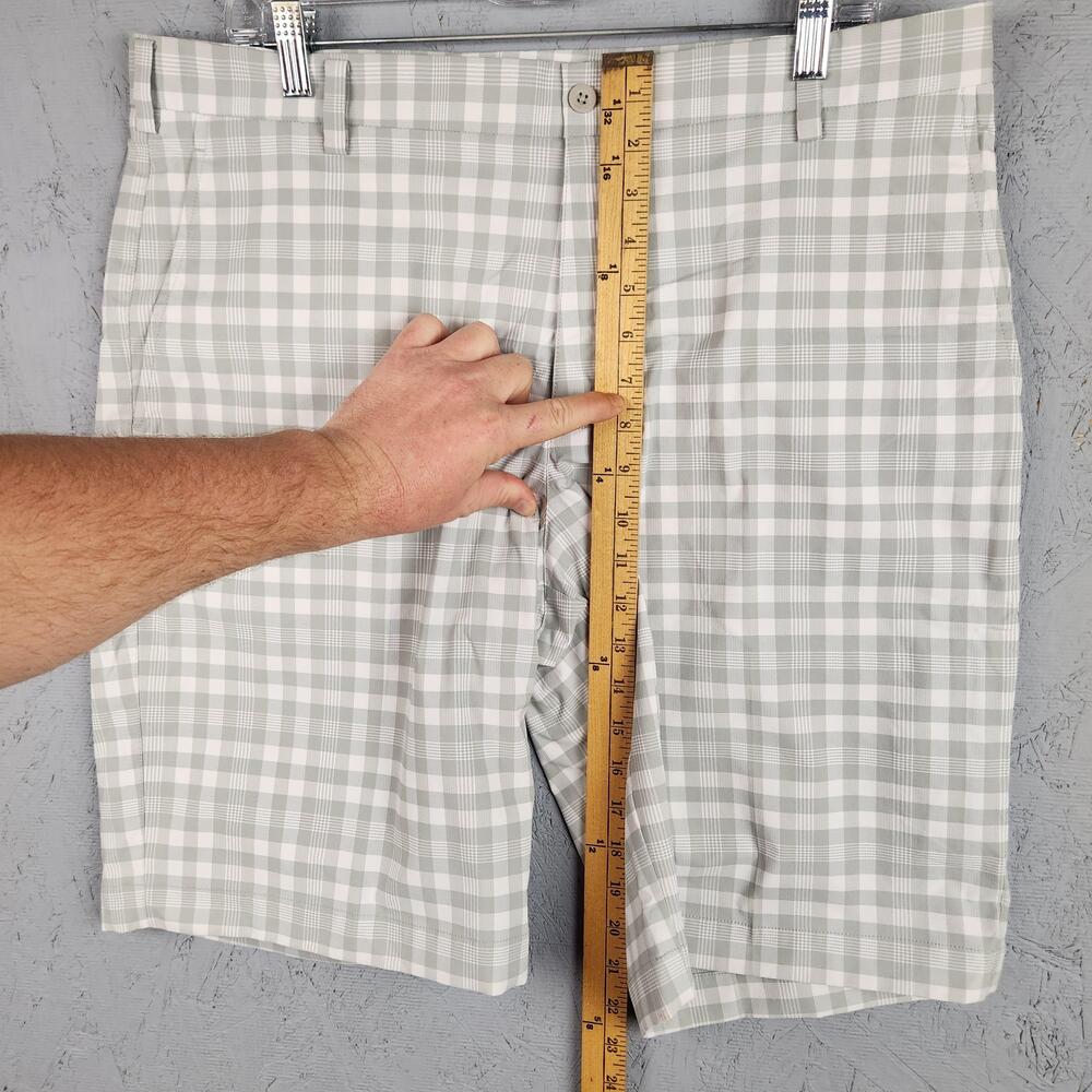 Nike Golf Shorts Mens 36 Gray White Check Plaid Dri Fit Performance Logo Pockets - Picture 4 of 11
